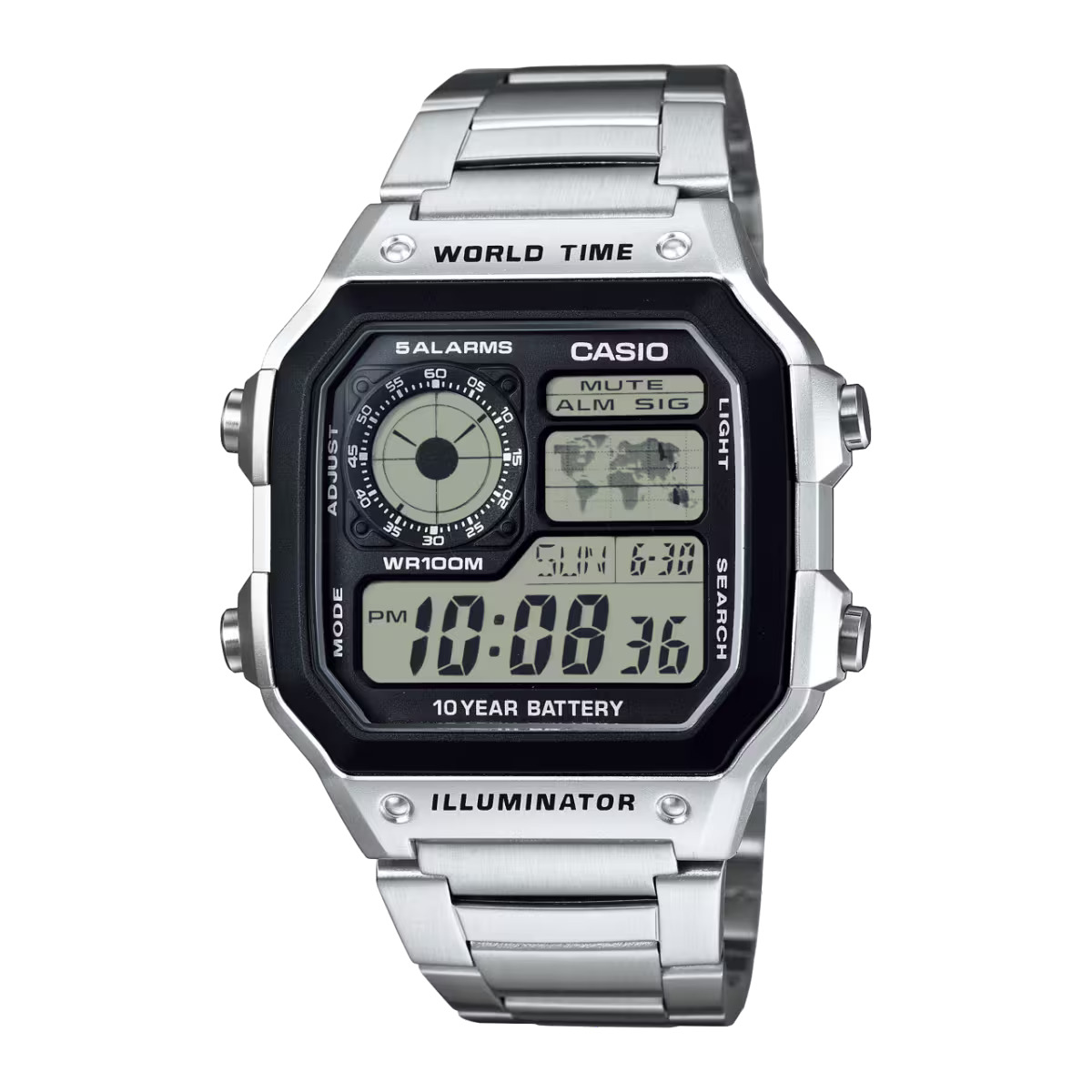 The Silver Metal bracelet version of the Casio AE-1200
