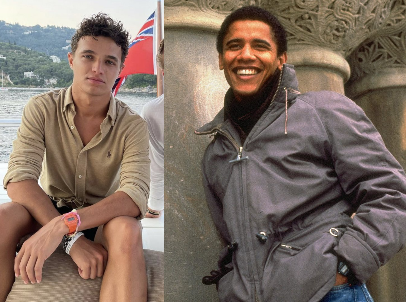 F1 Champion Lando Norris and President Barak Obama wearing their respective F-91W's