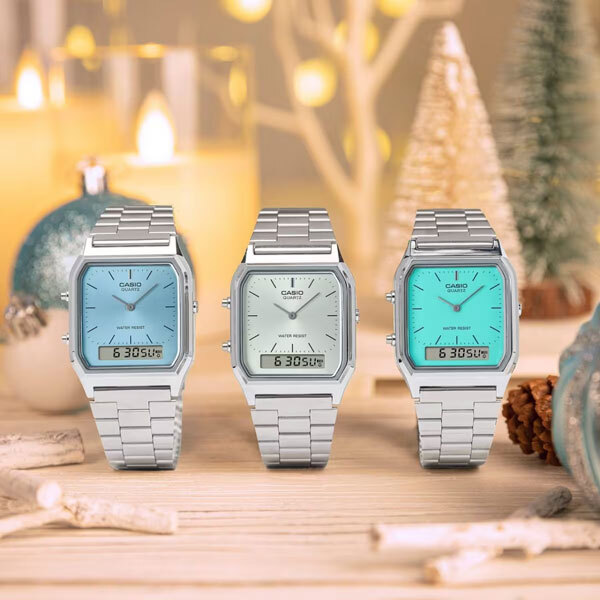 3 Different Color Variants (Blue, White, Teil) of the Casio AQ230