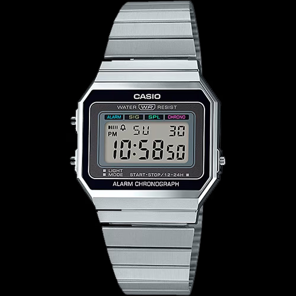 A silver Casio A700 watch