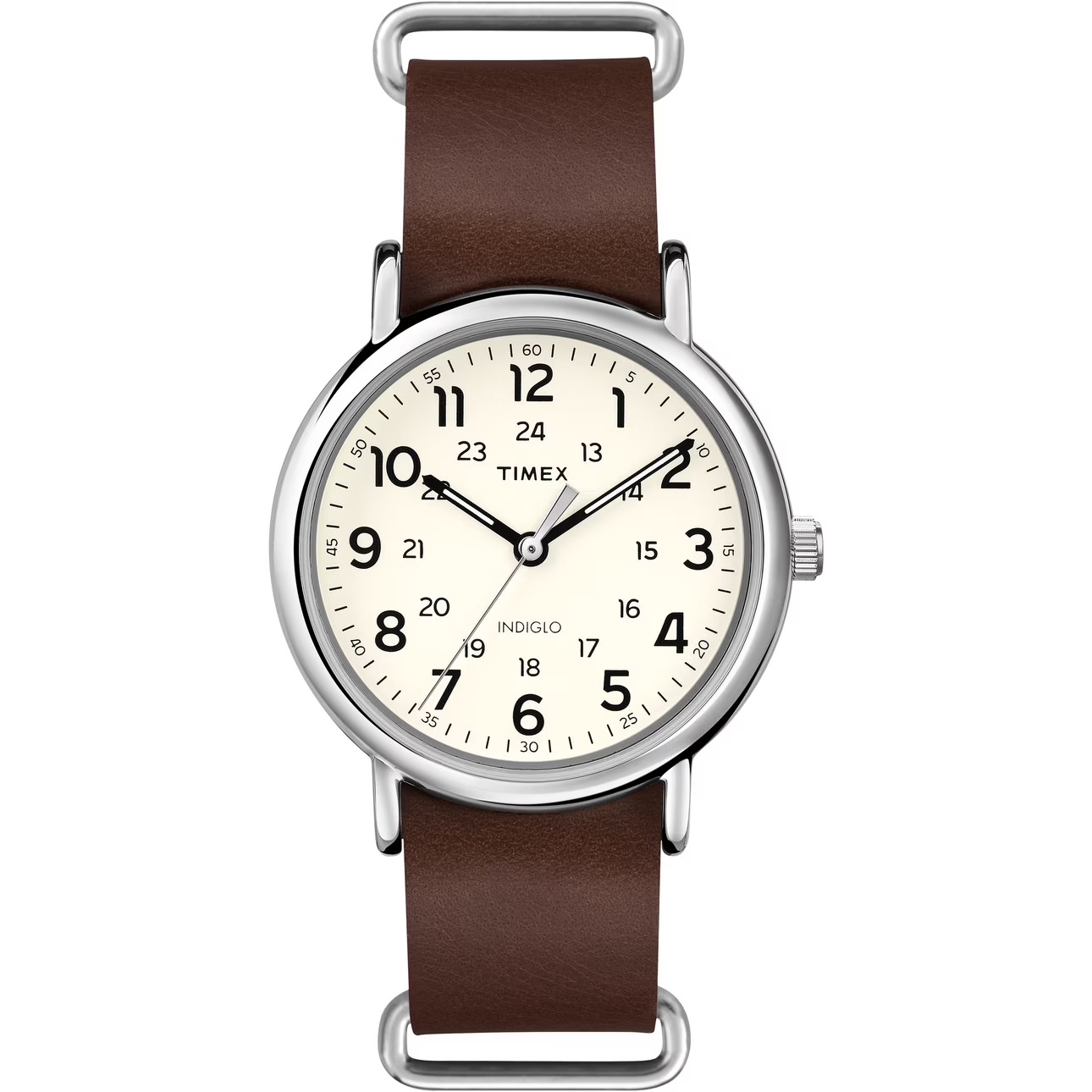 Brown Double-Layered Leather Timex Weekender
